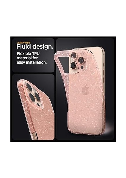iPhone 16 Pro ile Uyumlu Ince Kılıf Liquid Crystal Glitter Sararma Karşıtı Duraclear Hava Kanalı Teknolojisi Askeri Sınıf Koruma Rose Quartz Şeffaf Simli Kapak - ACS08114 indirimleri