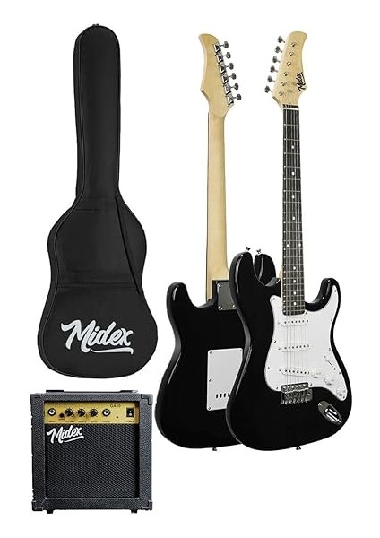 AGE-80BK Amfili Full Elektro Gitar Seti 4/4 Yetişkin 39 Inç White Black fiyatları