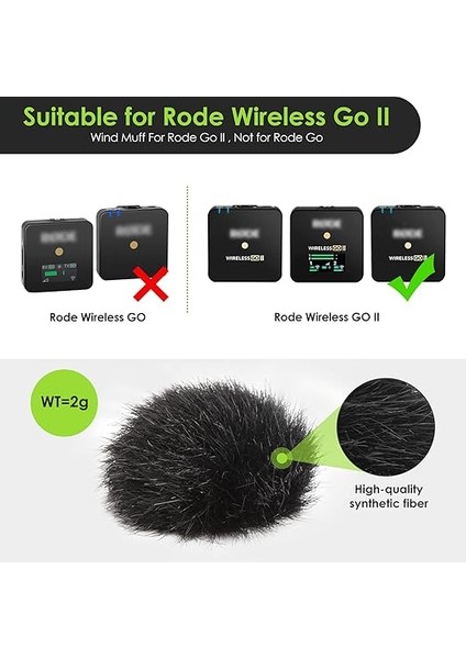 Mikrofon Rüzgar Koruması, Rode Wireless Go 2 ile Uyumlu, Profesyonel Pop Filtresi, Kablosuz Go Iı Için Geliştirilmiştir, Ultra Kompakt Kablosuz Mikrofon Sistemi Go Iı Furry Ön Cam Aksesuarı modelleri