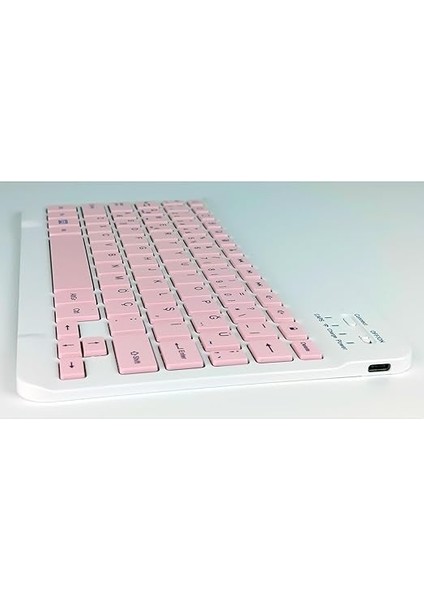 MT82 Kablosuz Bluetooth + USB Wifi Şarjlı Klavye Mouse Seti Ultra Ince Taşınabilir Türkçe Q Klavye (Pembe) modelleri