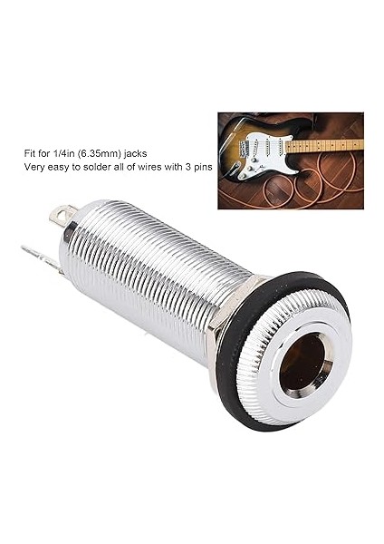 6.35MM Stereo Varil Jak Soketi 3 Pinli, Elektro Gitar Bas 1/4in Varil Jack Silindir Giriş Çıkış Jaklar Parçaları Aksesuarları indirimleri