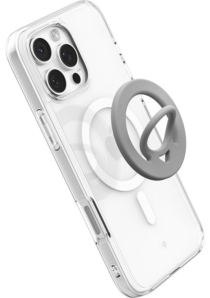 Magfit Dual Pop iPhone Için Manyetik Telefon Tutucu Magsafe Özellikli Ring Gray OM105 - AMP08887