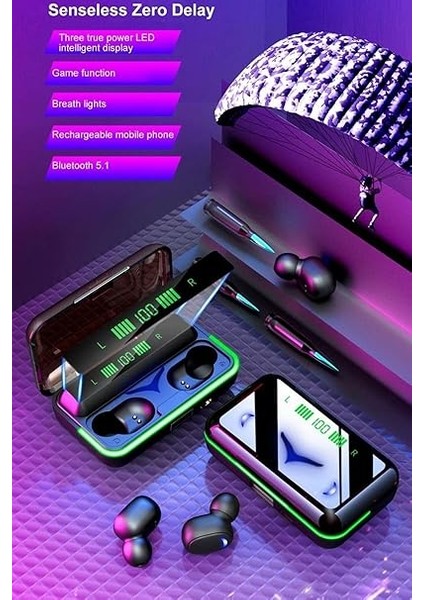 E10 Mipods Bt 5.1 Oyuncu Kulaklığı Işıklı LED Göstergeli Bluetooth Kulakiçi Kulaklık fırsatları