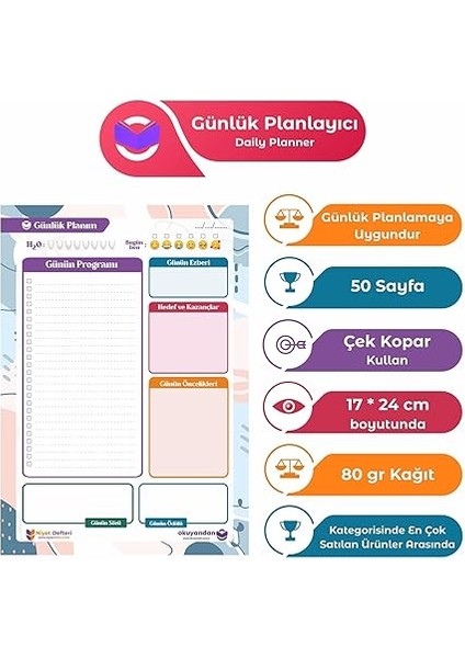 Günlük Planlayıcı Çek Kopar - Daily Planner - Ders Çalışma Planlayıcı - Planlama Defteri fiyatları
