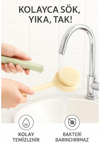 2’si 1 Arada Duş Fırçası – Uzun Saplı, Çift Taraflı Banyo Lifi, Sırt ve Vücut Temizleme Için Peeling ve Masaj Etkili Duş Fırçası fırsatları