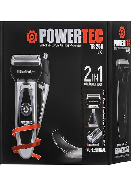 Powertec TR-250 2ın1 Günlük Sakal ve Burun Tıraş Makinesi