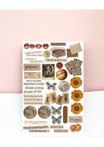 Major Selection 5 Li Brown Vintage Temalı Sticker Paketi/bullet Journal Defter Çıkartma Ajanda Laptop Etiket modelleri