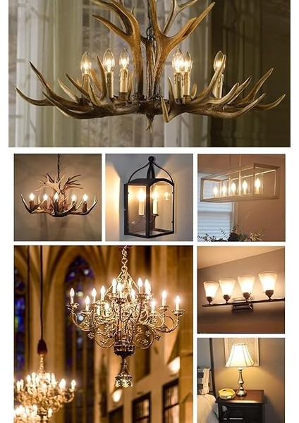 LED Filament Ampul 4 Watt E14 Duy Sarı Işık Dekoratif Vintage Aydınlatma (1, Amber Cam C35) modelleri