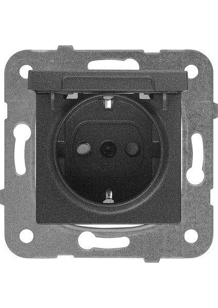 Novella Füme Kapakli Toprakli Priz Mekanizma+Düğme Kapak Çabuk Bağlanti Çarpma Karşıtı Çocuk Korumalı