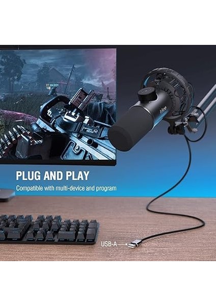 USB Oyun Mikrofonu, Pc Için Rgb Dinamik Mikrofonlar, Sessiz Düğmeli, Tak ve Çalıştır Kardioid Mikrofon, 16BIT/48KHZ ve 3,5 mm Kulaklık Jakı, Podcast, Akış Için - K658 indirimleri