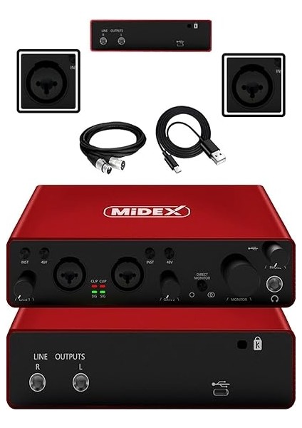Midi Paket-3 Stüdyo Ekipmanları Seti Ses Kartı Midi Klavye Mikrofon Kulaklık modelleri
