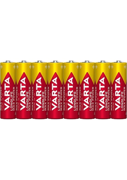 Longlife Max Power Pil Aa Kalem Lr6 Piller (8'li Paket) Yüksek Performanslı Alkalin Piller - Almanya'da Üretilmiştir -