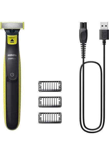 Oneblade Yüz Için Hibrit Tıraş Makinesi, Sakal Şekillendirici, Islak/kuru Kullanım, 3 Kirli Sakal Tarağı, Çift Taraflı Bıçak, 45 Dakika Kablosuz Performans, QP2724/10
