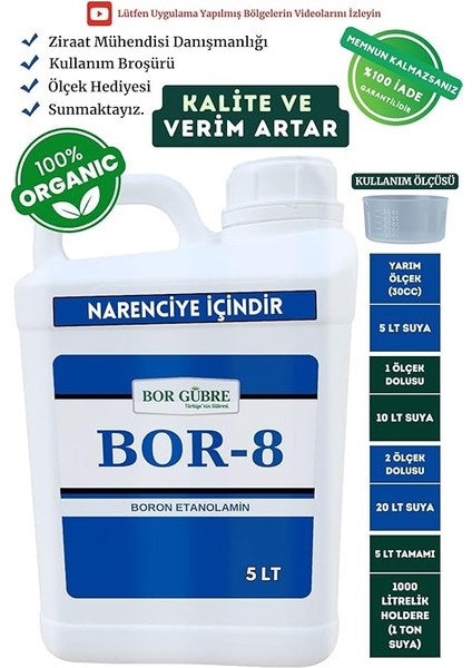 Için Organik Sıvı Gübre-Bor-8-5lt -Meyve Sayısı, Kalite ve Verim Artar. fiyatları