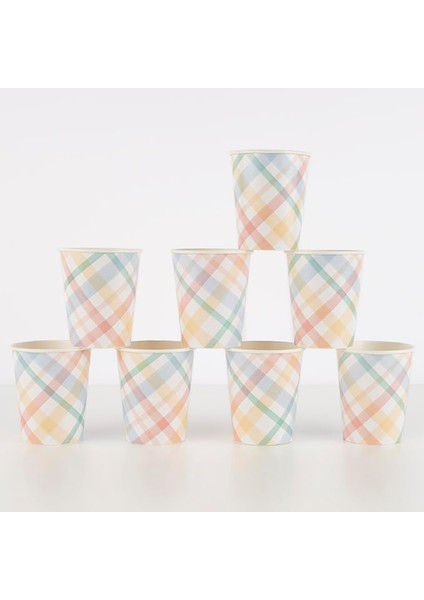 Meri - Spring Plaid Cups - Bahar Yeri Bardaklar - 8'li