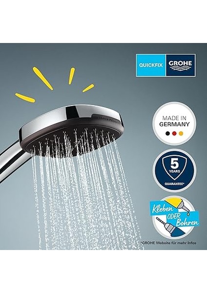 Vitalio Comfort 110 El Duşu Seti, 110MM Kare 3 Akışlı, Masaj, Yağmur ve Jet Duşu, Duş Başlığı Tutucu, 1750MM Duş Hortumu, Krom, 26176001 fiyatları