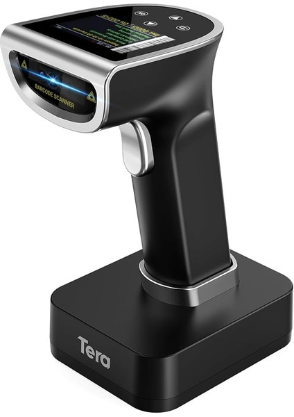 Pro 1d 2d Qr Barkod Tarayıcı Kablosuz: Dijital Ayar Ekranı ve Tuş Takımı ve Güç Anahtarı ile 2600MAH Büyük Pil Bluetooth 2.4g Kablosuz El Barkod Okuyucu ile Çalışır HW0015 Gümüş