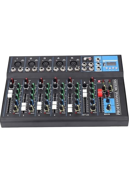 7 Kanal Mikser Profesyonel USB Ses Kartı Karıştırma Konsolu Canlı Performans, Metal Malzeme (Ab Fişi)