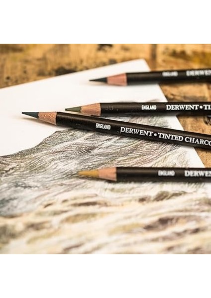 Tınted Charcoal Renkli Füzen Kalem - 24 Renk Metal Kutulu modelleri