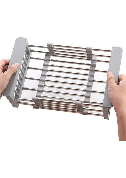 Uzatılabilir Bulaşık Kurutma Rafı, Lavabo Üzerinde Paslanmaz Çelik Bulaşık Süzgeci, Ayarlanabilir Kollu Bulaşık Süzgeci, Lavaboda Veya Tezgahta Bulaşıklık