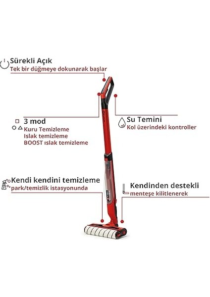 Akülü Sert Zemin Temizleyici Cleanexxo Power X-Change (18V, 290 mm Fırça Silindiri, Boost Modu, Kendi Kendini Temizleme Işlevi) - 3437110 modelleri