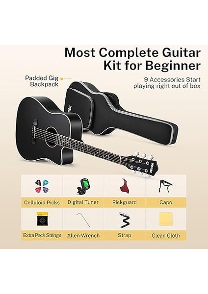 Dag-1cb Cutaway Akustik Gitar Seti (Siyah) modelleri