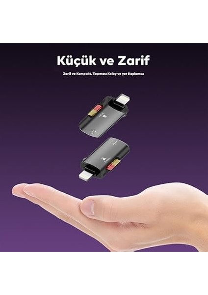 Mobile Iphone Lightning Girişli Hafıza Kart ve USB Okuyucu Adaptör, 1x Tf Kart ve 1x USB Çevirici fırsatları