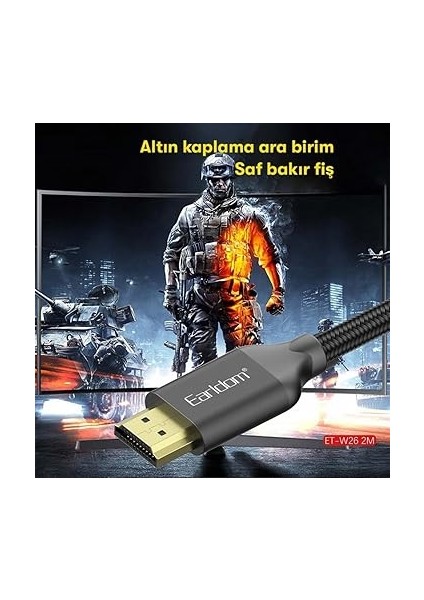 4K Ultra Hd Altın Uçlu Hasır HDMI Kablo, 2 Metre fırsatları
