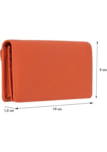 Aura Hakiki Deri, El Yapımı, Telefon Bölmeli, Kadın Cüzdanı, Portakal Renk fiyatları