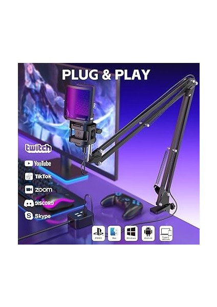 Podcast Rgb Mikrofon Kiti Twitch Youtuber ve Canlı Yayın Için Özel Mikrofon A68S (A68S) fiyatları
