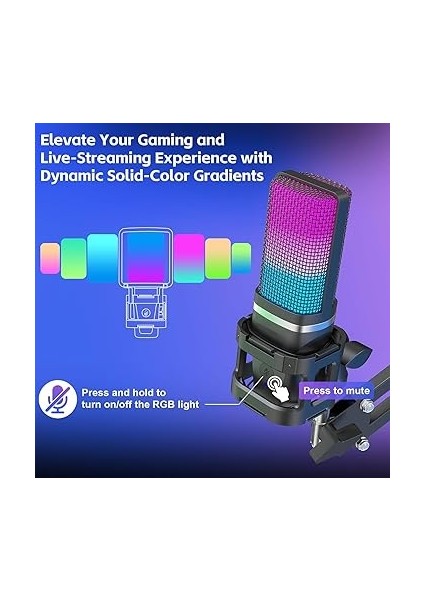 Podcast Rgb Mikrofon Kiti Twitch Youtuber ve Canlı Yayın Için Özel Mikrofon A68S (A68S) fırsatları