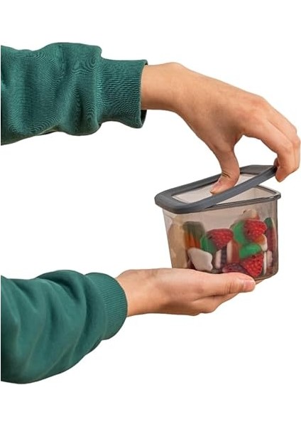 3'lü Set Sızdırmaz Kapaklı Kare Erzak Saklama Kabı 650ML - 1300ML - 1900ML Antrasit modelleri