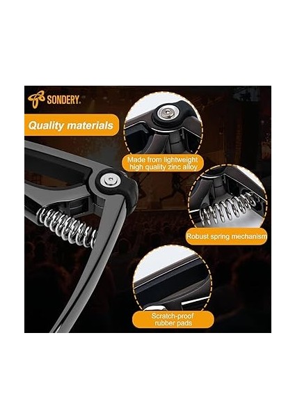 Capo 4'ü 1 Arada Gitar Capo Dize Kesici Köprü Pin Çektirme Gitar Çekme Tutucu 5 Gitar Pentrum ve Taşıma Çantası ile Birlikte, 6 Telli Gitar Akustik Veya Elektrikli modelleri