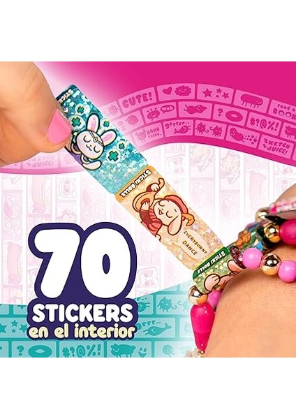 Castle Sticki Rolls Band Tekli Paket, Çıkartmalı Bilezikler, Kawaii Temalı Rulolar, Bileklik Başına 50 Çıkartma, 2 Ekstra Değiştirilebilir Tekerlek, Famosa (TCR01000) fırsatları