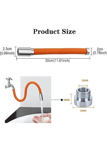 Esnek Musluk Uzatma Borusu – 30 cm | 360° Döner Başlıklı, Köpük Filtresi, Su Sıçratmaz | Kolay Kurulum | Mutfak, Banyo ve Duvar Muslukları Için Uyumlu | Yumuşak ve Dayanıklı Plastik modelleri