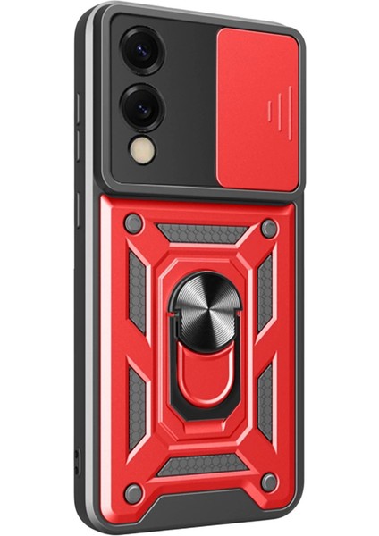 Samsung Galaxy S25 Edge Pars Lens Yüzüklü Silikon - Kırmızı modelleri