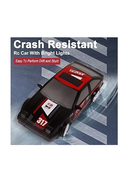 Rc Drift Araba Uzaktan Kumanda Araba 2.4ghz 1:24 Ölçekli 4WD 15KM/H Yüksek Hızlı Model Araç LED Işıkları Sürüklenen Lastik Yarışı Spor Oyuncak Araba Yetişkin Erkek Kız Çocuklar Için Hediye 2 Adet Şarj fırsatları
