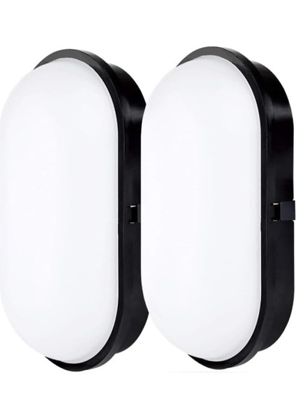 Geçirmez 20W Siyah Kasa Gün Işık 4200K Bahçe Teras Banyo Iç Dış Mekan LED Işık 2000LM (2 Adet)