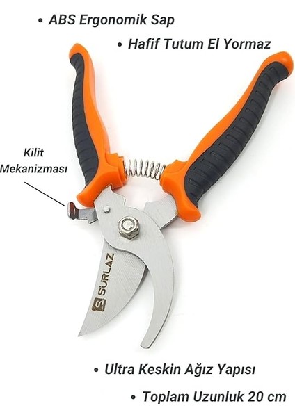 Parça Set Bağ Bahçe Budama Makası Ergonomik Sap ve Kolay Kullanım fiyatları