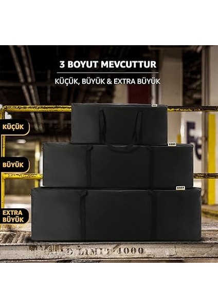 Taşıma Çantası, Fermuarlı Dayanıklı Seyahat Spor, Bagaj, Kamp Malzemeleri Saklama Çantası, 105L Büyük Boy - Siyah fırsatları