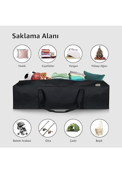 Taşıma Çantası, Fermuarlı Dayanıklı Seyahat Spor, Bagaj, Kamp Malzemeleri Saklama Çantası, 105L Büyük Boy - Siyah indirimleri