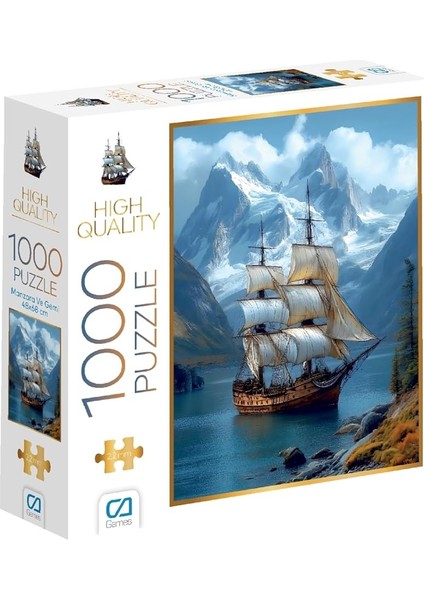 Games Manzara ve Gemi 1000 Parça 2,2mm Kalınlık 48X68CM Profesyonel Hobi Puzzle Yapboz Serisi