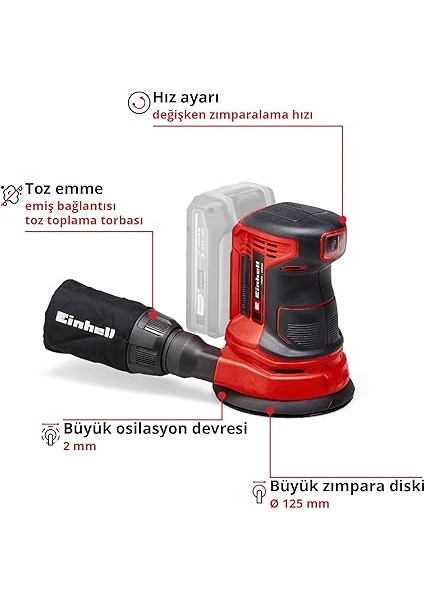 Te-Rs 18 Li - Solo, Akülü Eksantrik Zımpara, Siyah/kırmızı modelleri