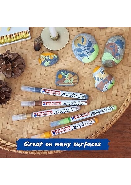 5300 Akrilik Markör 5'li Set, Doğa Renkleri, 5 Akrilik Boya Kalemi Seti, Ince Yuvarlak Uç 1-2 mm indirimleri
