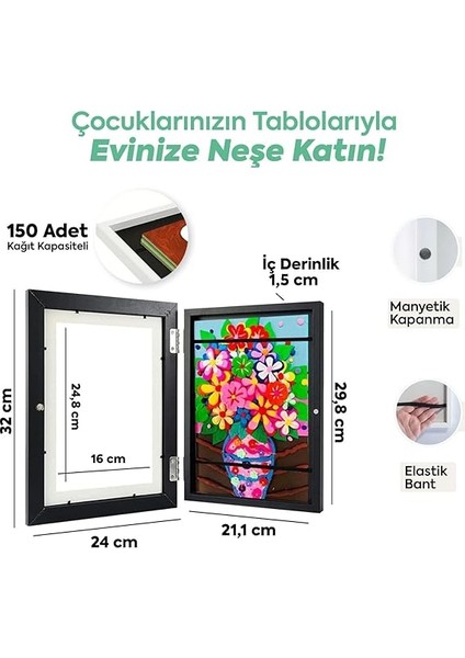 Çocuk Resim Sanat Çerçevesi – Mıknatıslı Kapaklı, Duvara Asılabilir, Etkinlik Sergileme Çerçevesi, Çocuk Çizimleri Için Katlanabilir Çerçeve, A4 (Ahşap) fiyatları