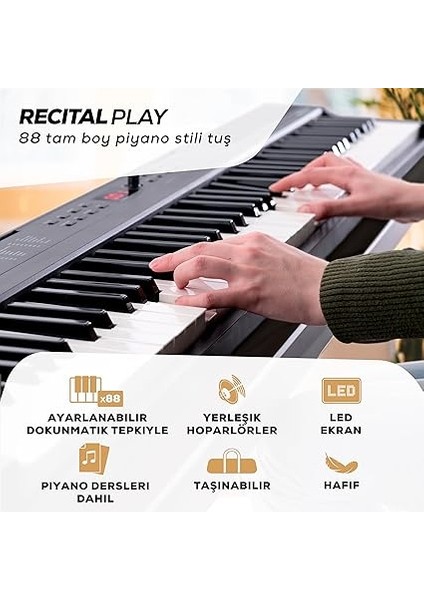 88 Tuşlu Klavye Piyano, 480 Ses, Hoparlör, USB Mıdı, Notalar Tablet Desteği, Güç Adaptörü ve Yeni Başlayanlar Için Piyano Dersleri fiyatları