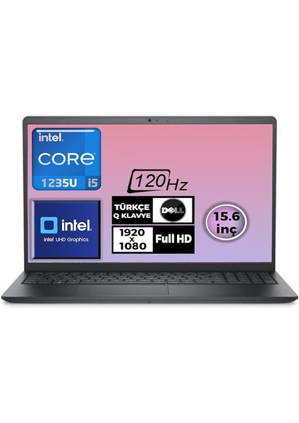 Inspiron 3520 I5-1235U 8gb 512GB SSD 15.6 Fhd Ubuntu Taşınabilir Bilgisayar I35201003U