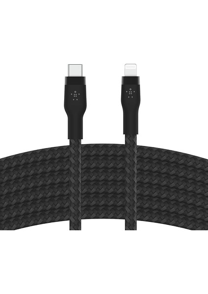 Boostcharge Pro Flex Örgülü USB Tip C - Lightning Kablosu (3M/10FT), Mfi Sertifikalı 20W Hızlı Şarj Pd Güç Dağıtımı - Siyah