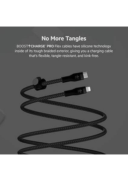 Boostcharge Pro Flex Örgülü USB Tip C - Lightning Kablosu (3M/10FT), Mfi Sertifikalı 20W Hızlı Şarj Pd Güç Dağıtımı - Siyah fiyatları