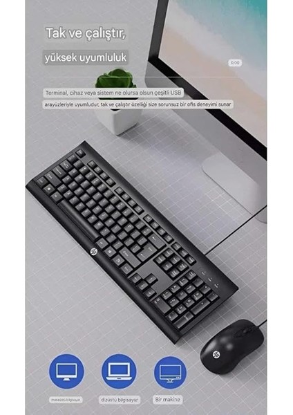 KM100 Kablolu Klavye Mouse Set Ingilice Q fiyatları